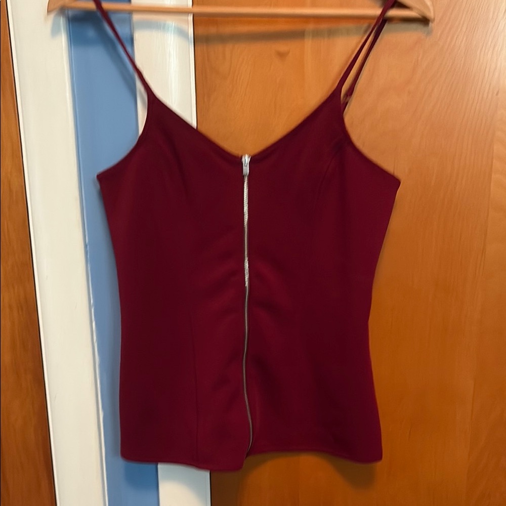 Elegant Burgundy Women's Top with Zipper